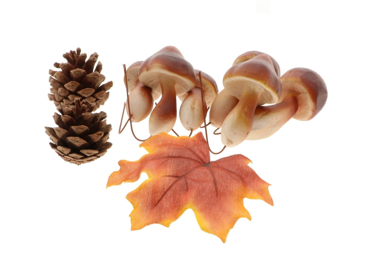 hobby mushroom+pinecone+leaf 9pcs coffee