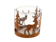 tealightholder tree/deer h12d12 rusty