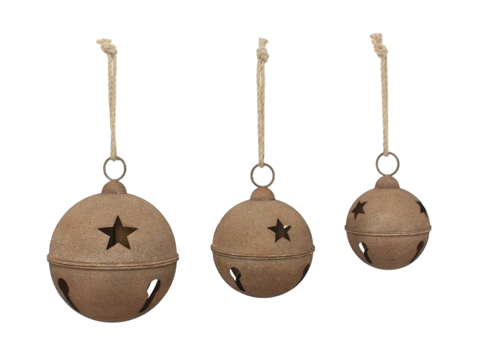 hanger jingle bell star h28.5d20.5 rusty