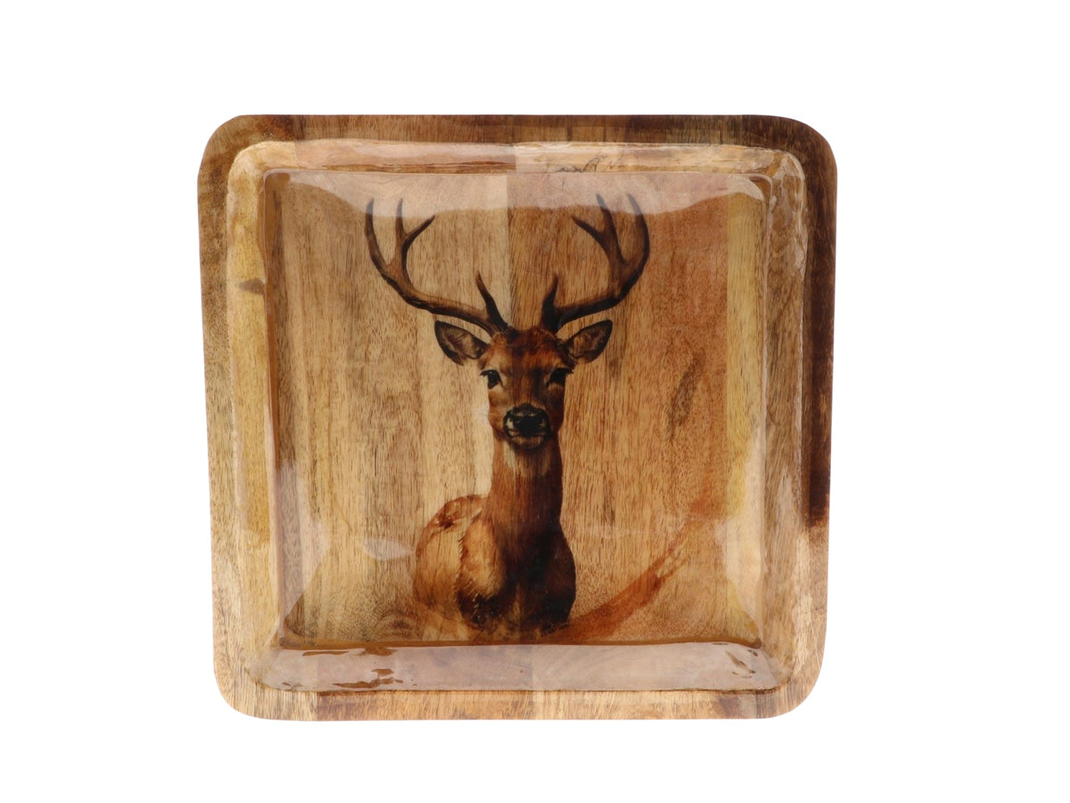 plate sqr w/deer print l30.5w30.5h5 multi