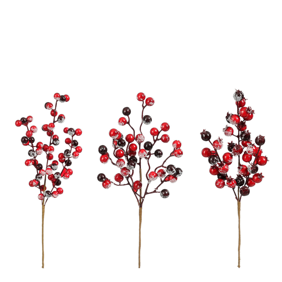 bijsteker bessen bordeaux frosted 3 assorti - l33cm