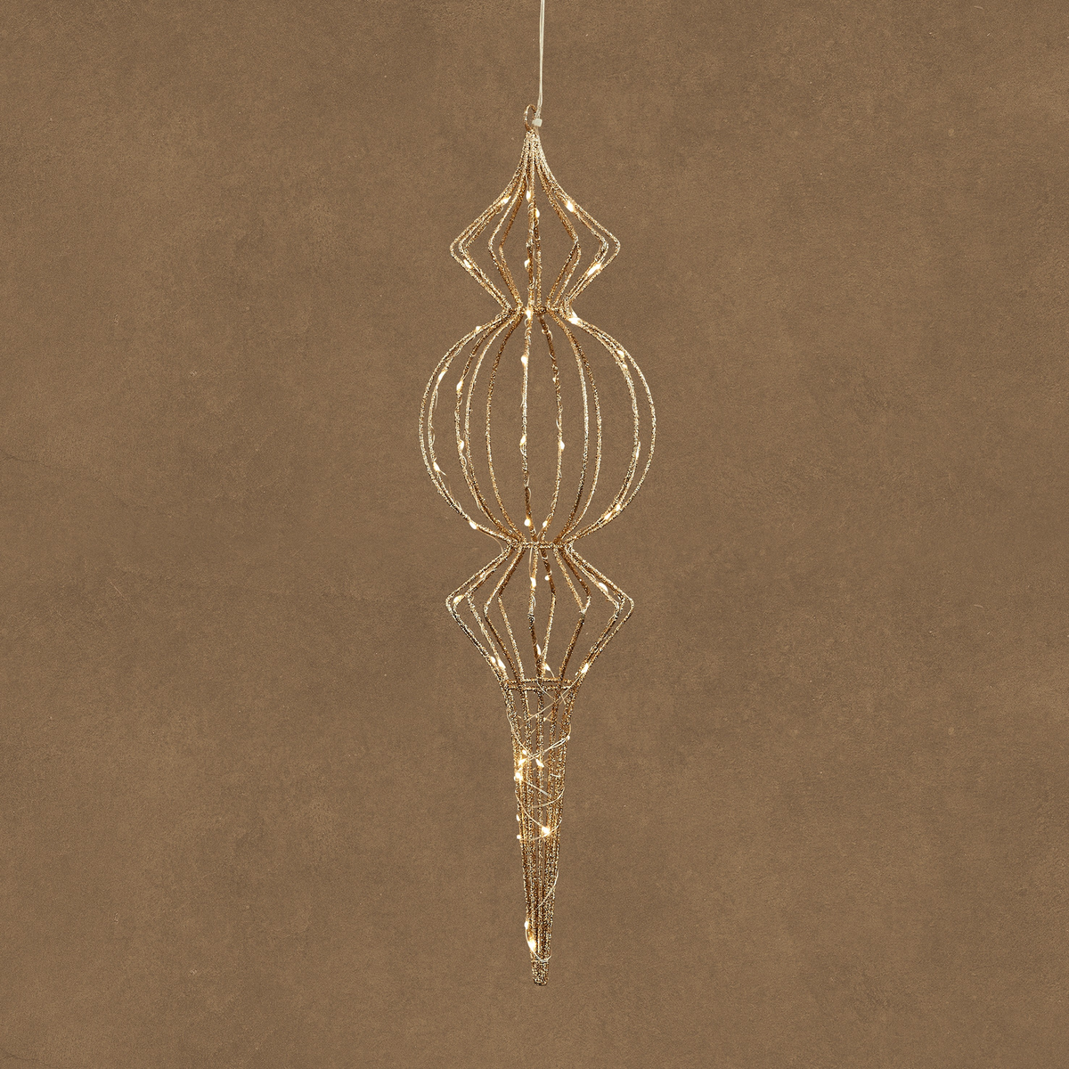 finial hangend champagne warm wit 60 led battery operated en timer - h60xd16cm