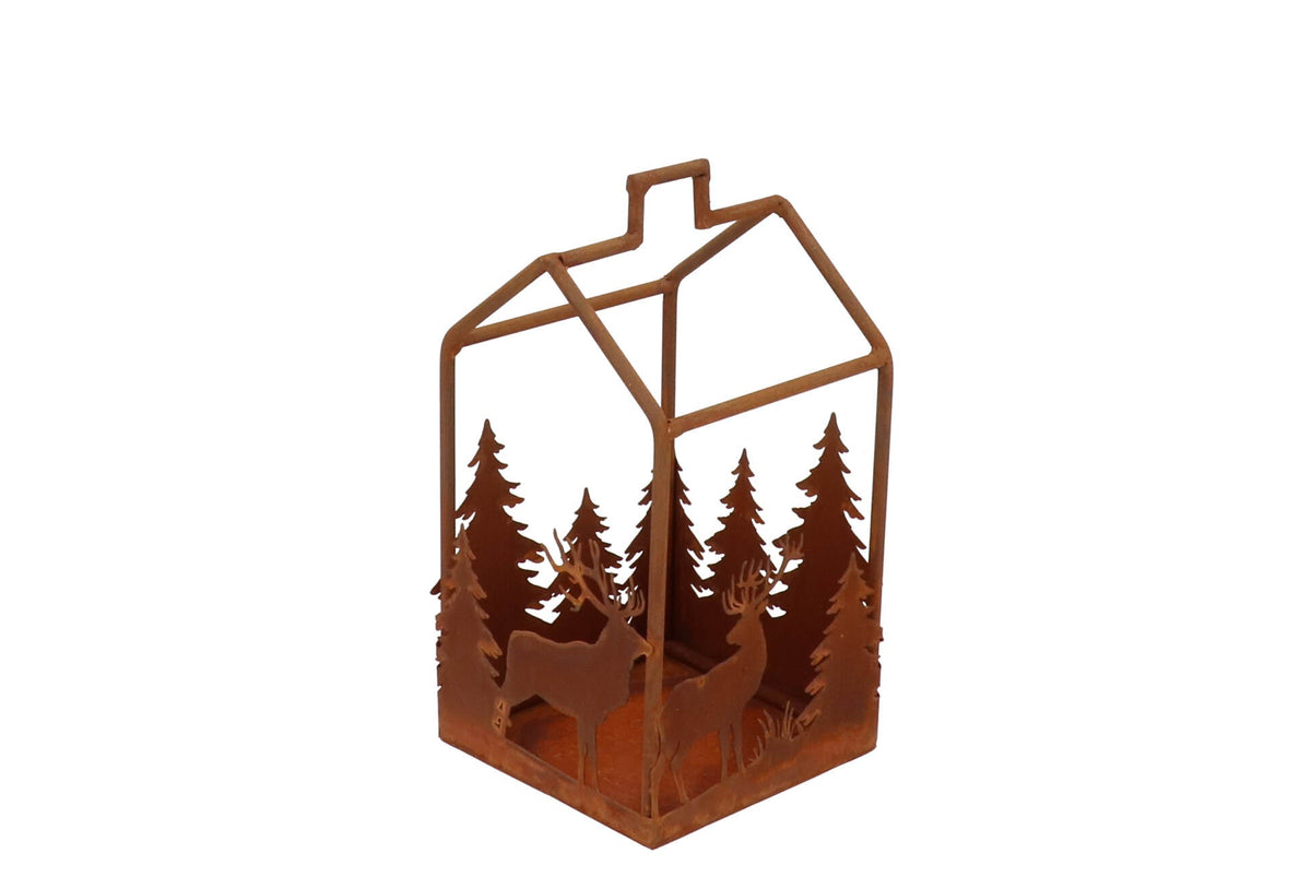 rusty rust xmas house deco 10x10x20cm