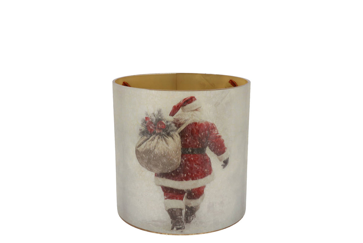 ruby white t-light santa 8x8cm