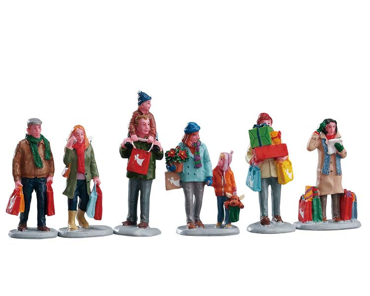 holiday shoppers, set of 6