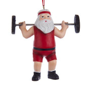 4.125"resin weightlifter santa orn.