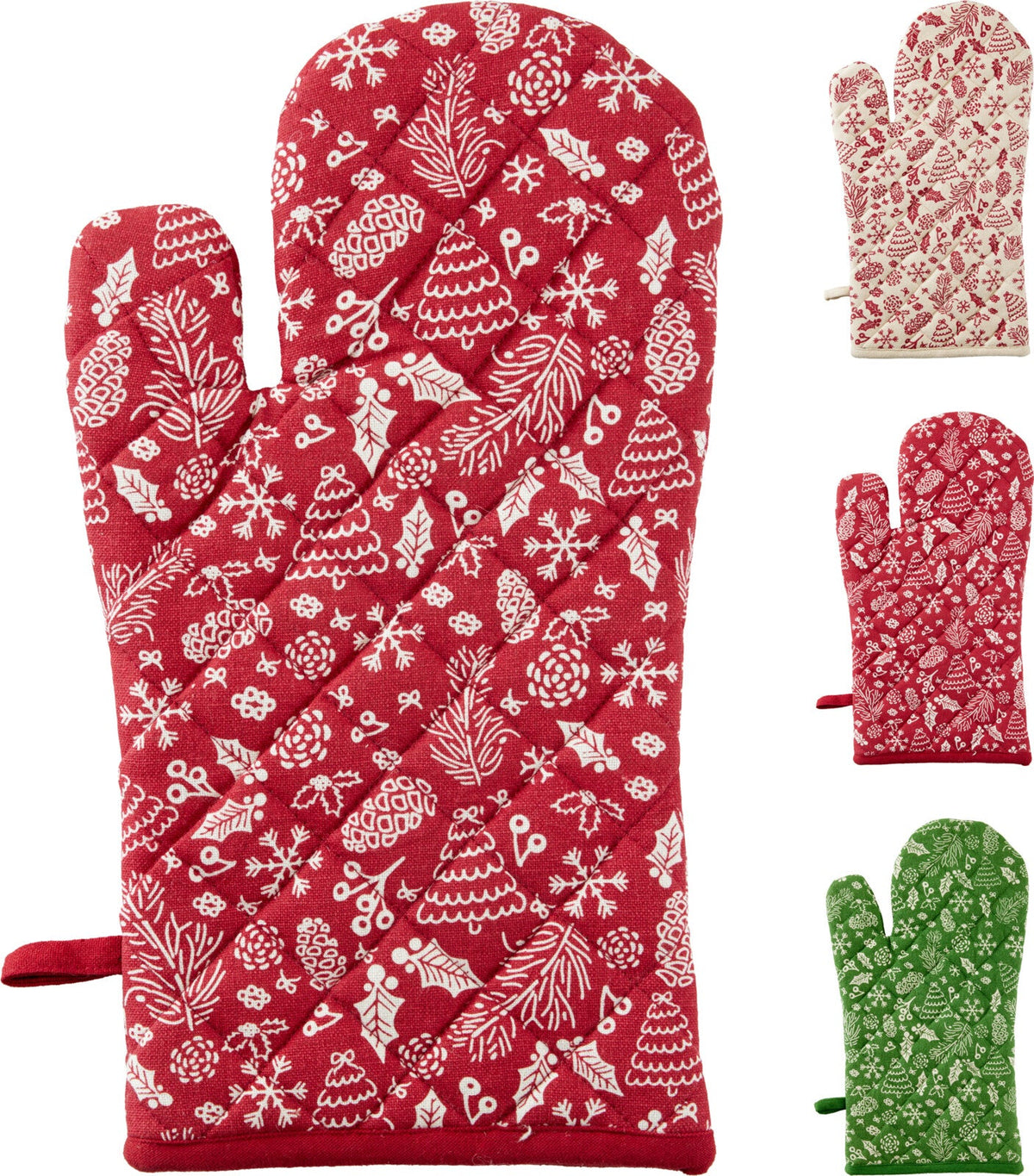 ovenhandschoen 3 assorti kleuren met kerstdesign