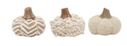pompoen decoratie 10cm 3ass design wit met licht bruin