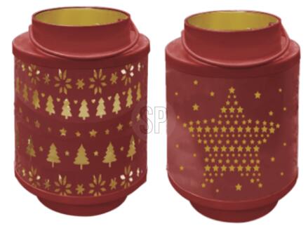 lantaarn 14x14x19cm rood 2ass