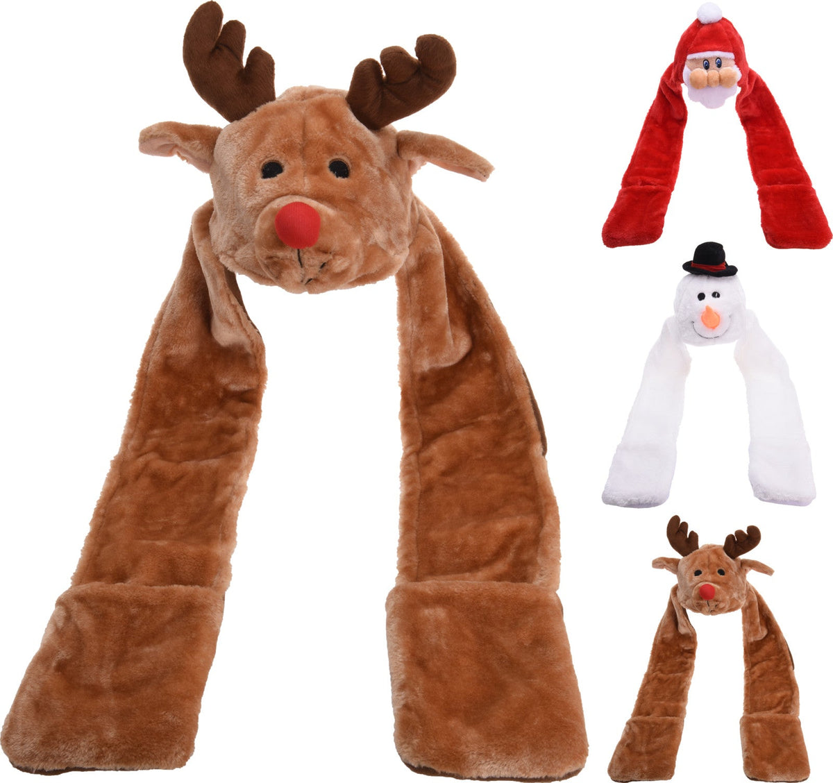 kerstmuts / handwarmer 90cm, pluche, 3ass