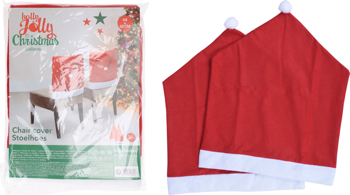 stoelhoes 2sts kerstmuts 60cm rood