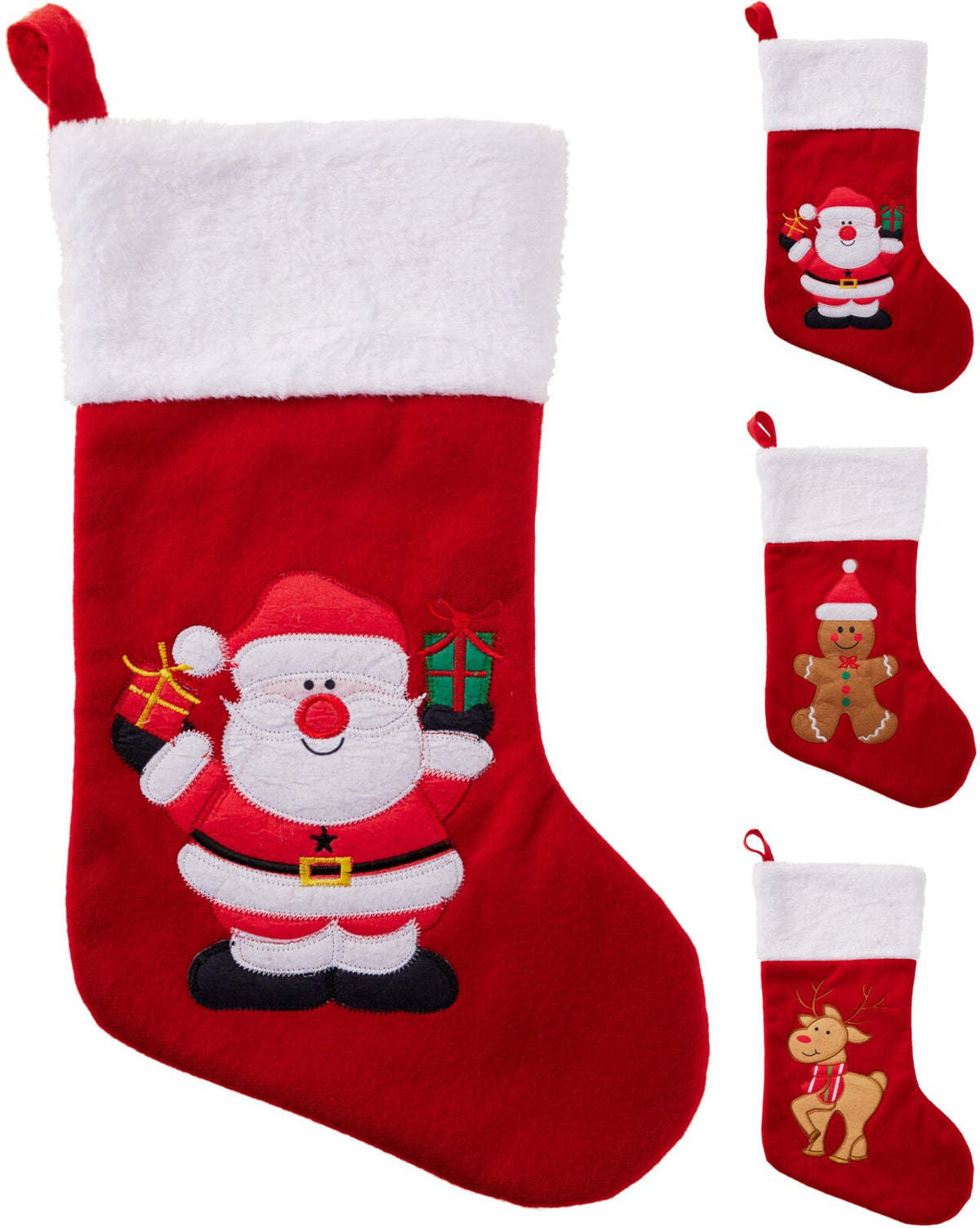 kerstsok met kerstfiguur 44cm