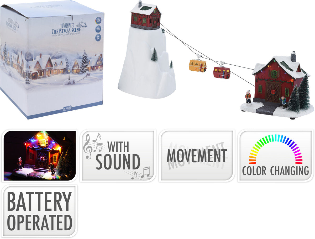 wintertafereel bergen en kabelwagens 53cm