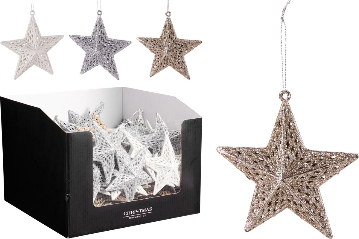 ster hangdeco 12cm 3ass kleur