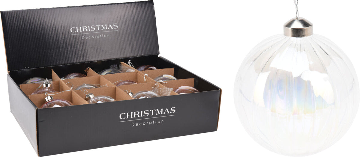 kerstbal glas 8cm iriserend