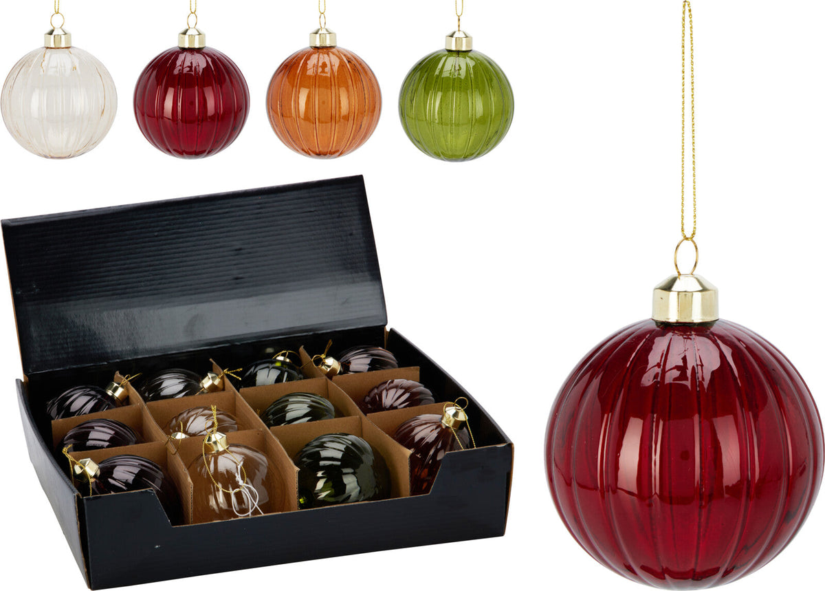 kerstbal glas 8cm 4ass