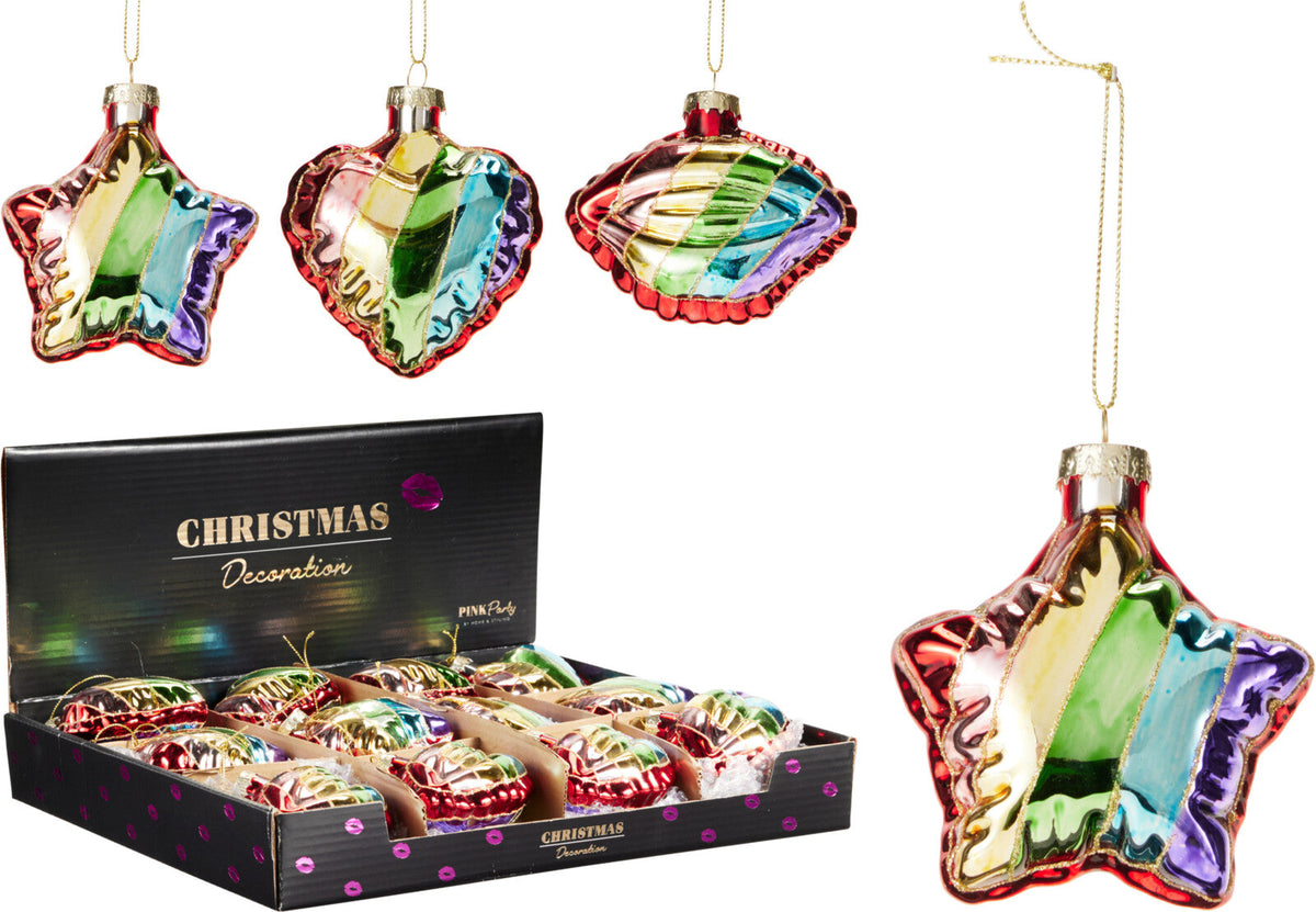 ornament glas 8cm 3ass design