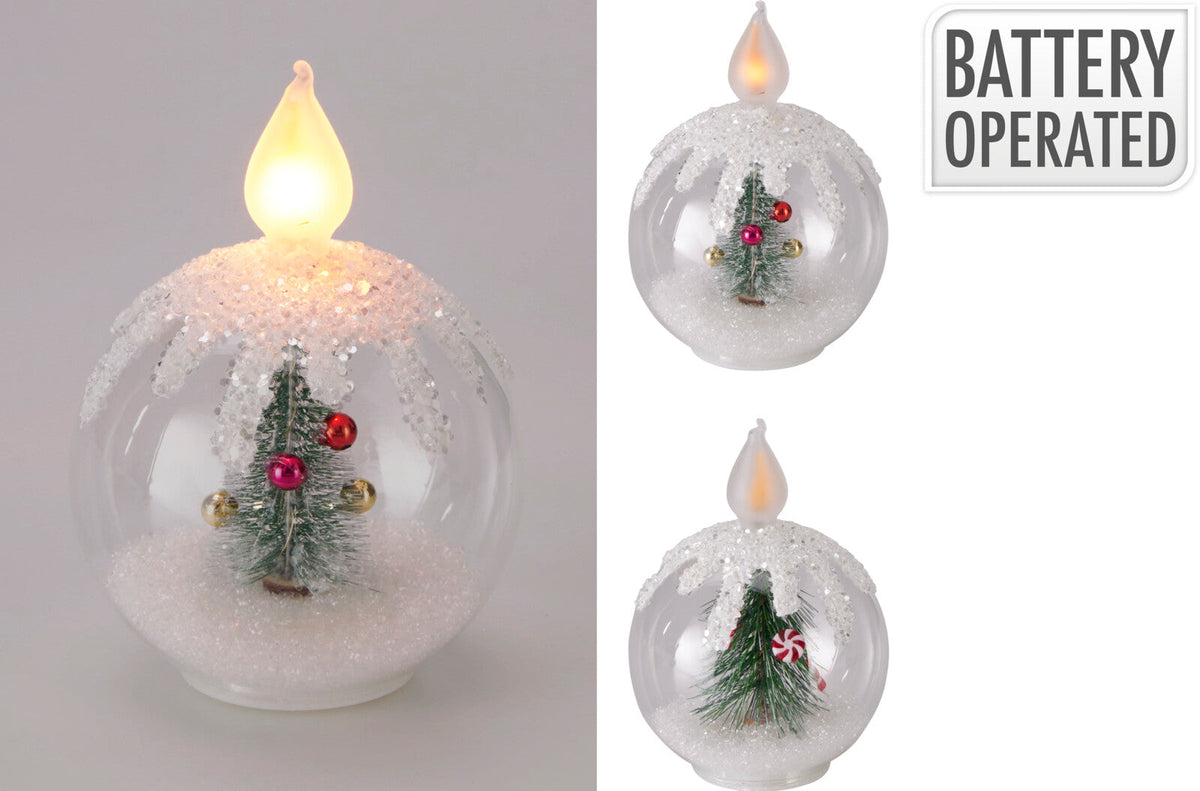 kerstbal vorm ledkaars 12x16cm