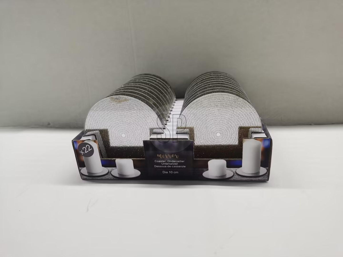 onderzetter 10cm glitter goud kl
