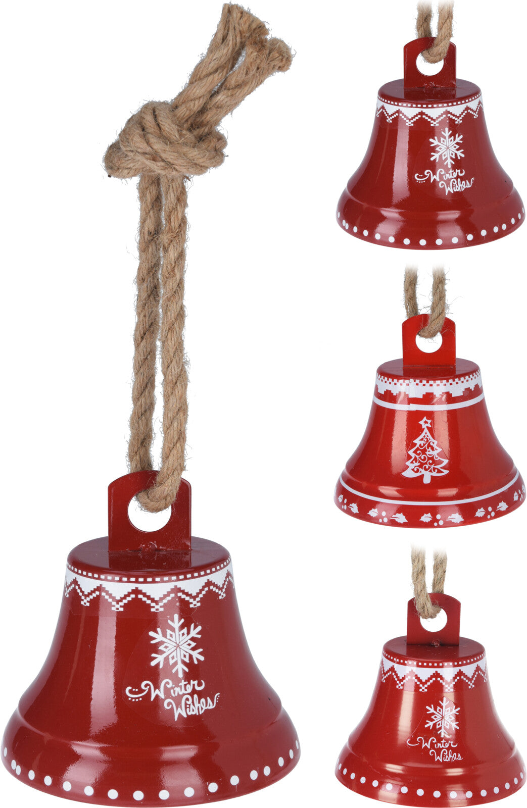 bel met jute touw 12x13cm 3ass rood