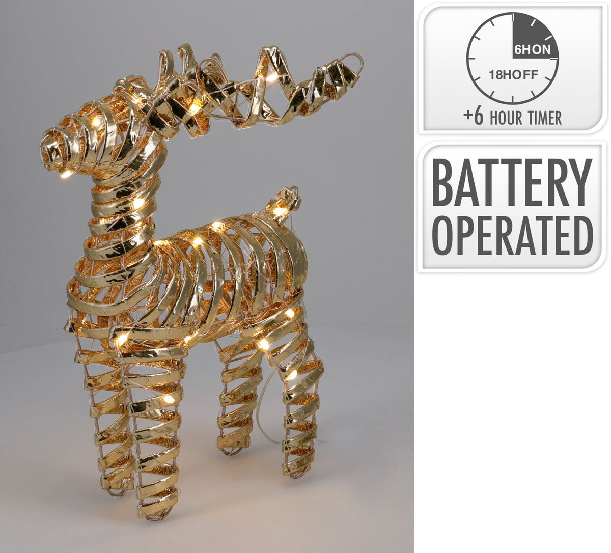 rendier 34cm met led goud kl