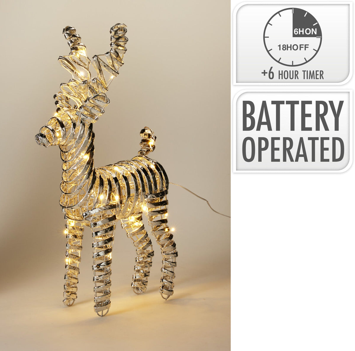 rendier 37cm met led zilver kl