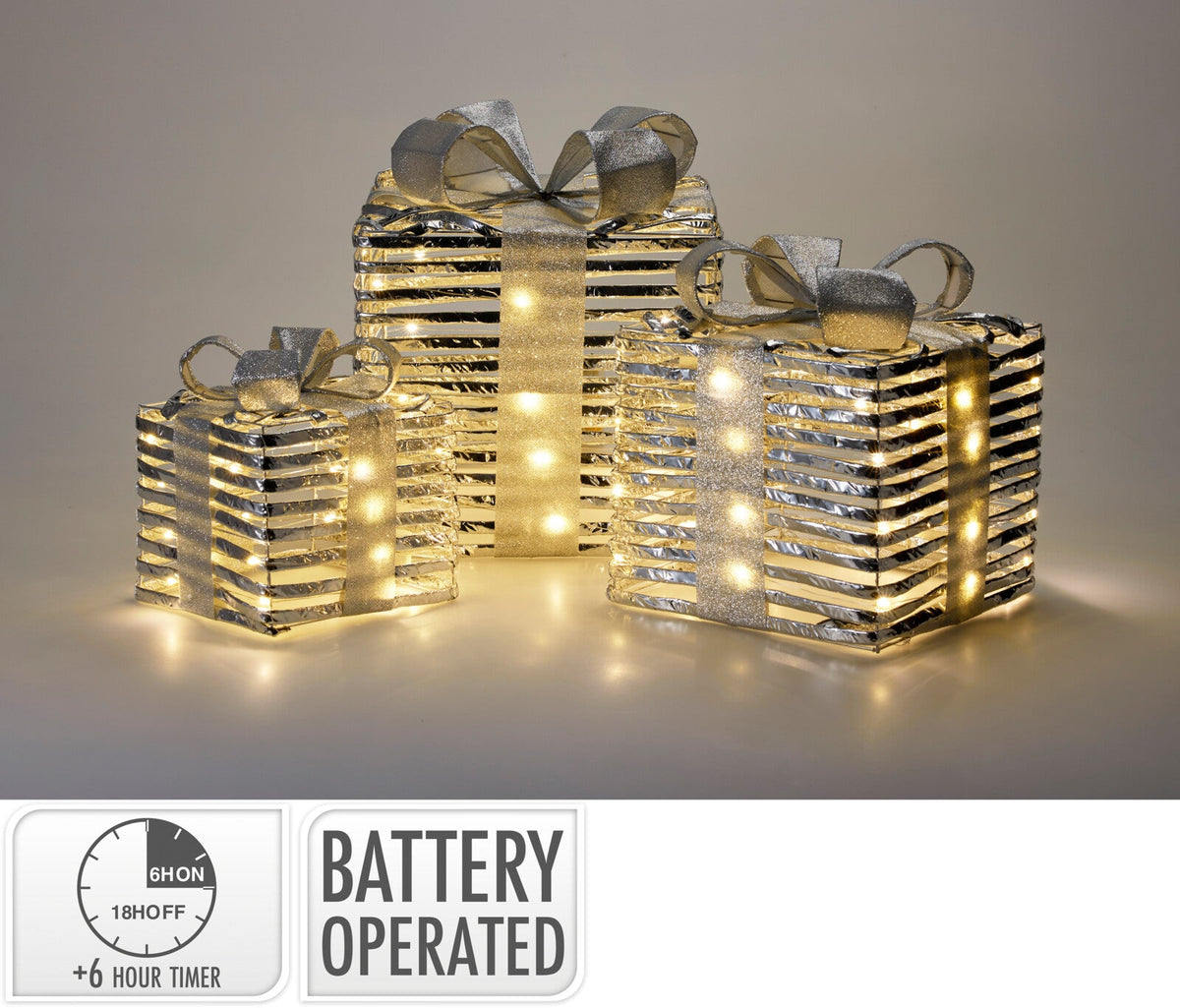 cadeauset met led zilver medium