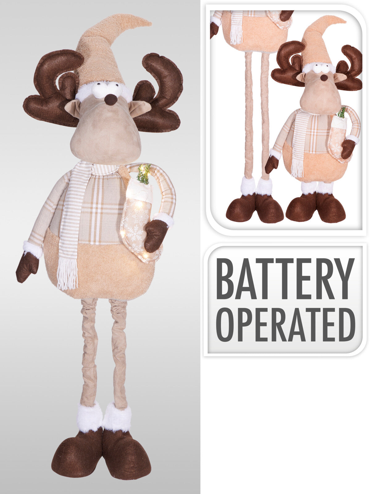 rendier 190cm led licht bruin