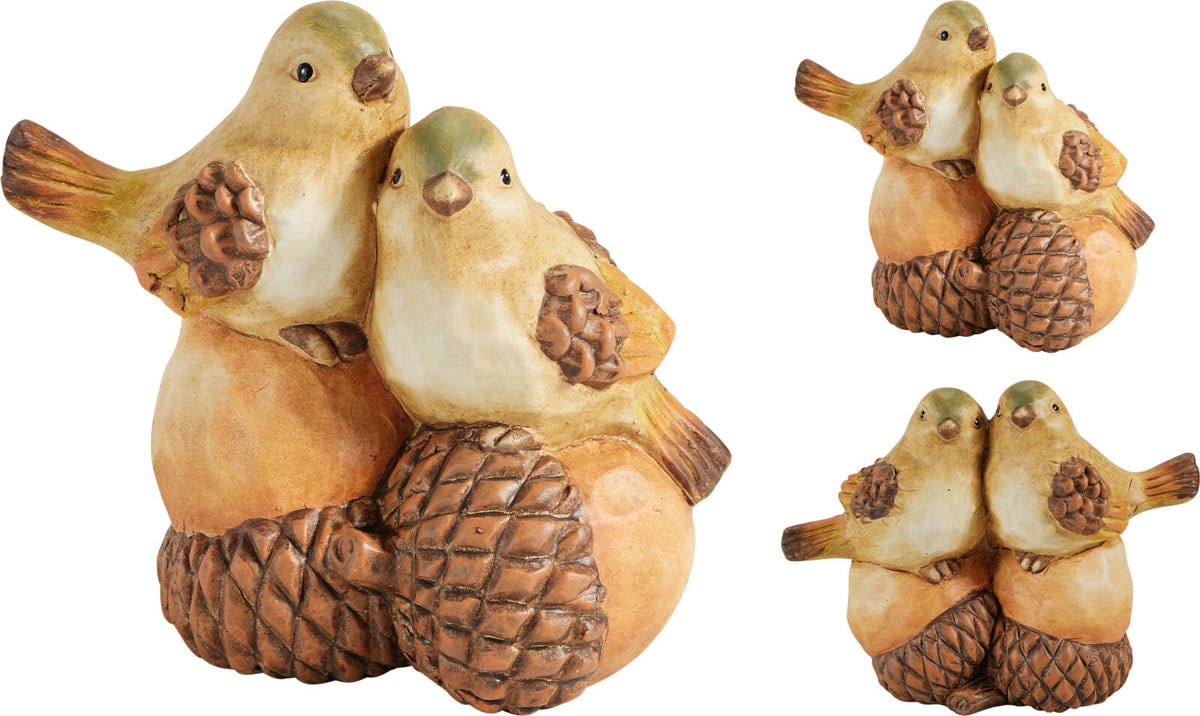 vogels op eikel 14x7x14cm 2ass