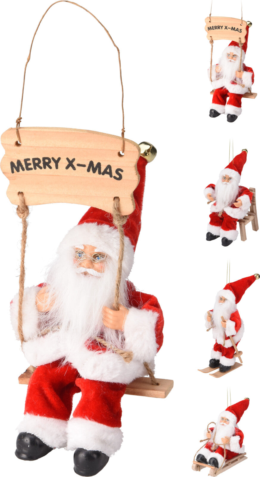 mini kerstman hangdeco 18cm 4ass
