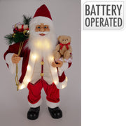 kerstman staand 80cm rood met led
