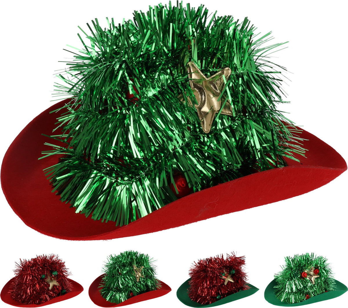 cowboy hoed met kerstboom 4ass