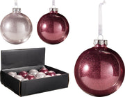 kerstbal met glitter 8cm 2ass scarlet