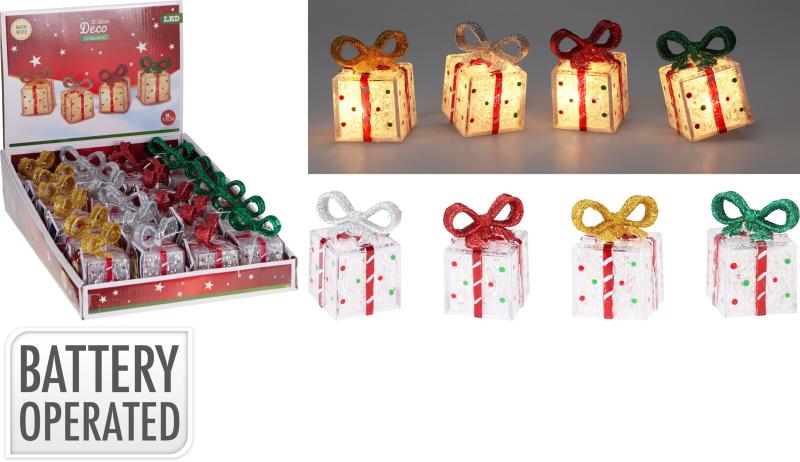 cadeau met glitter en led 75mm