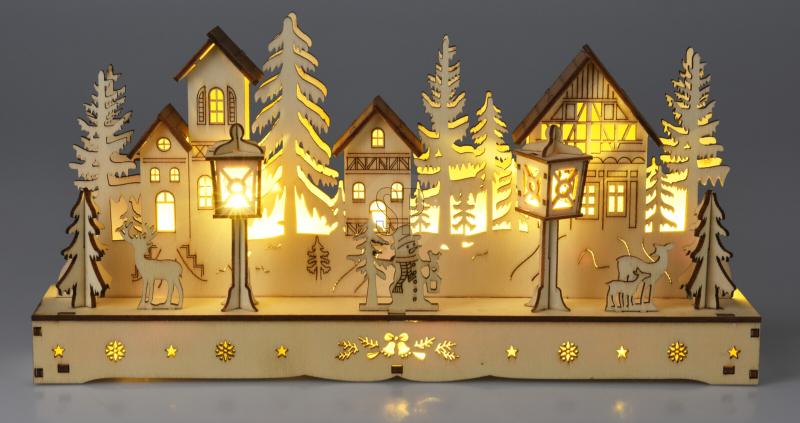 houten huis met led 30cm