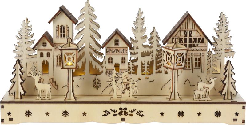 houten huis met led 30cm