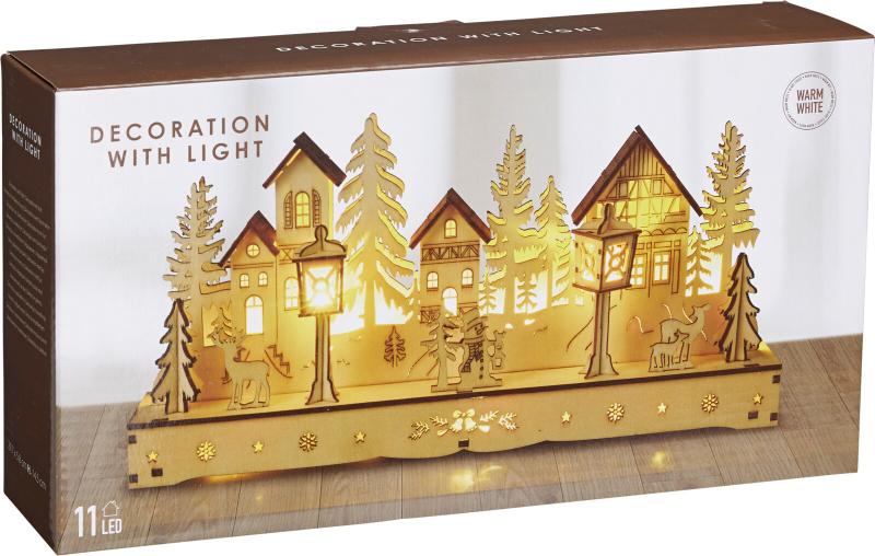 houten huis met led 30cm