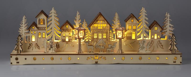 houten huis met led 45cm