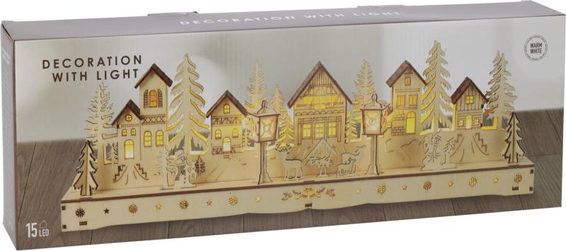 houten huis met led 45cm