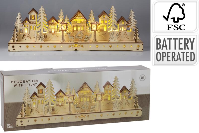 houten huis met led 45cm