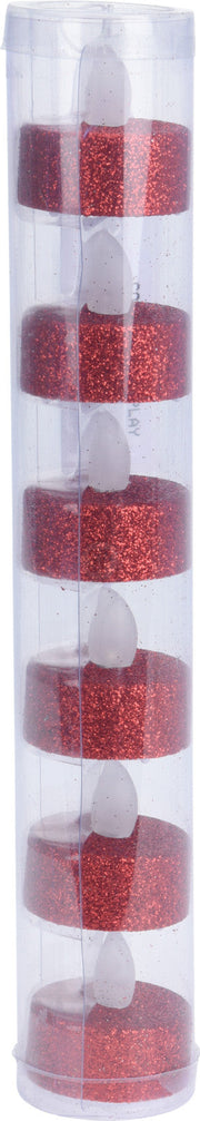 theelicht led rood glitter s6