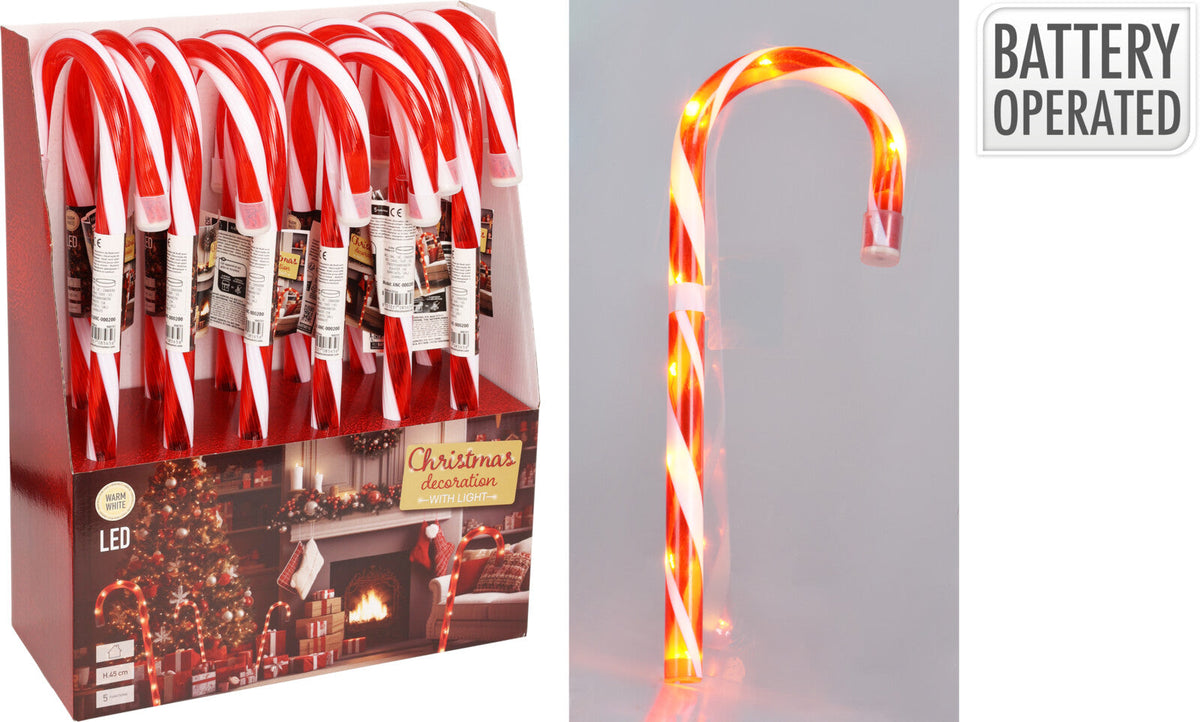 zuurstok met led 45cm rood/wit
