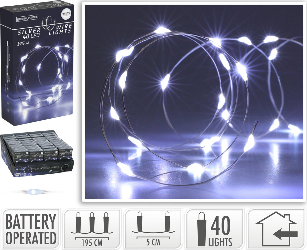 zilverdraad verlichting 40led wit