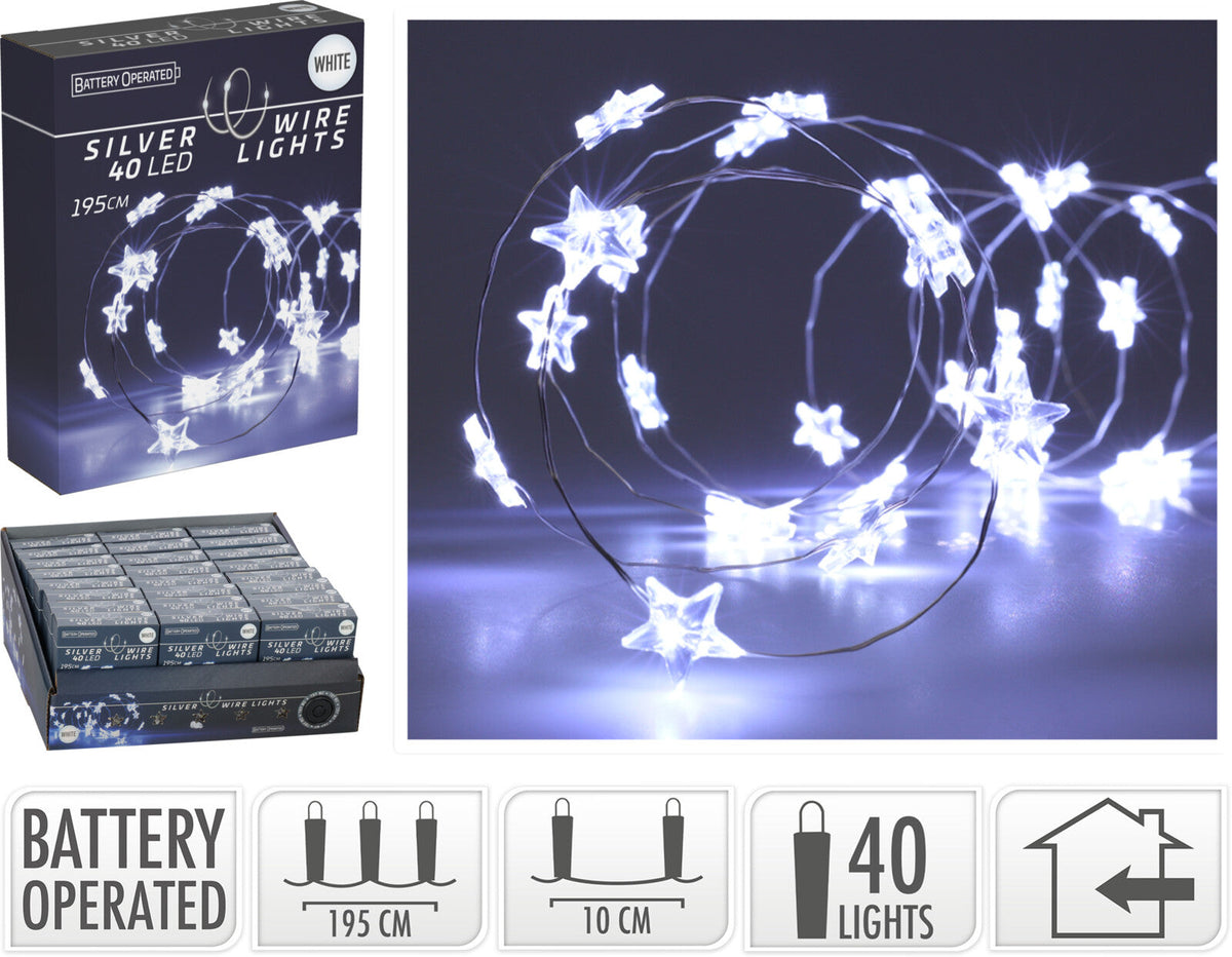 zilverdraad met ster 40led wit