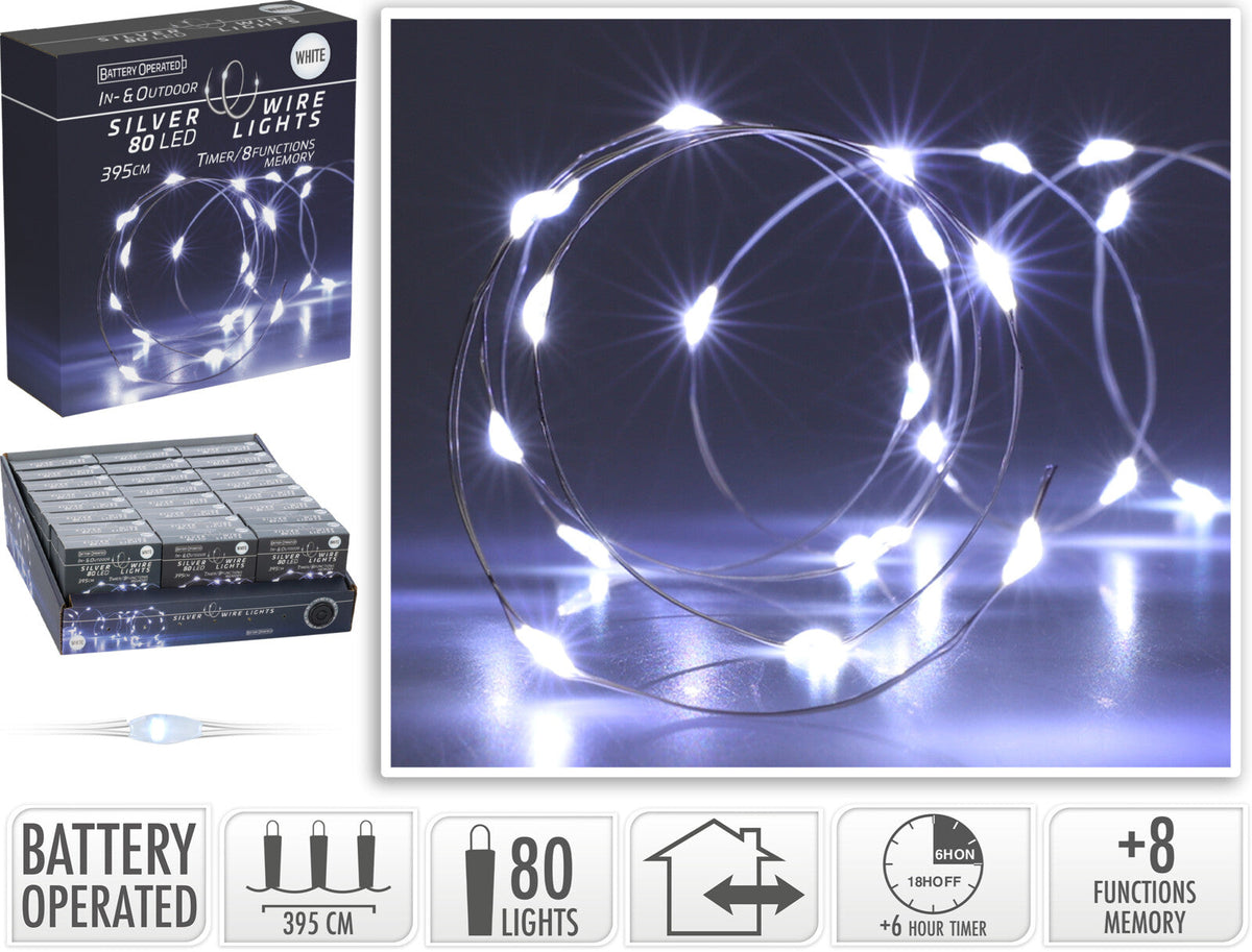 zilverdraad verlichting 80led ip44 8f timer