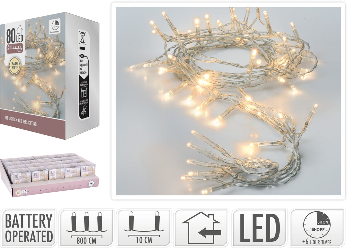ledlampjes 80sts bo ww met timer binnen