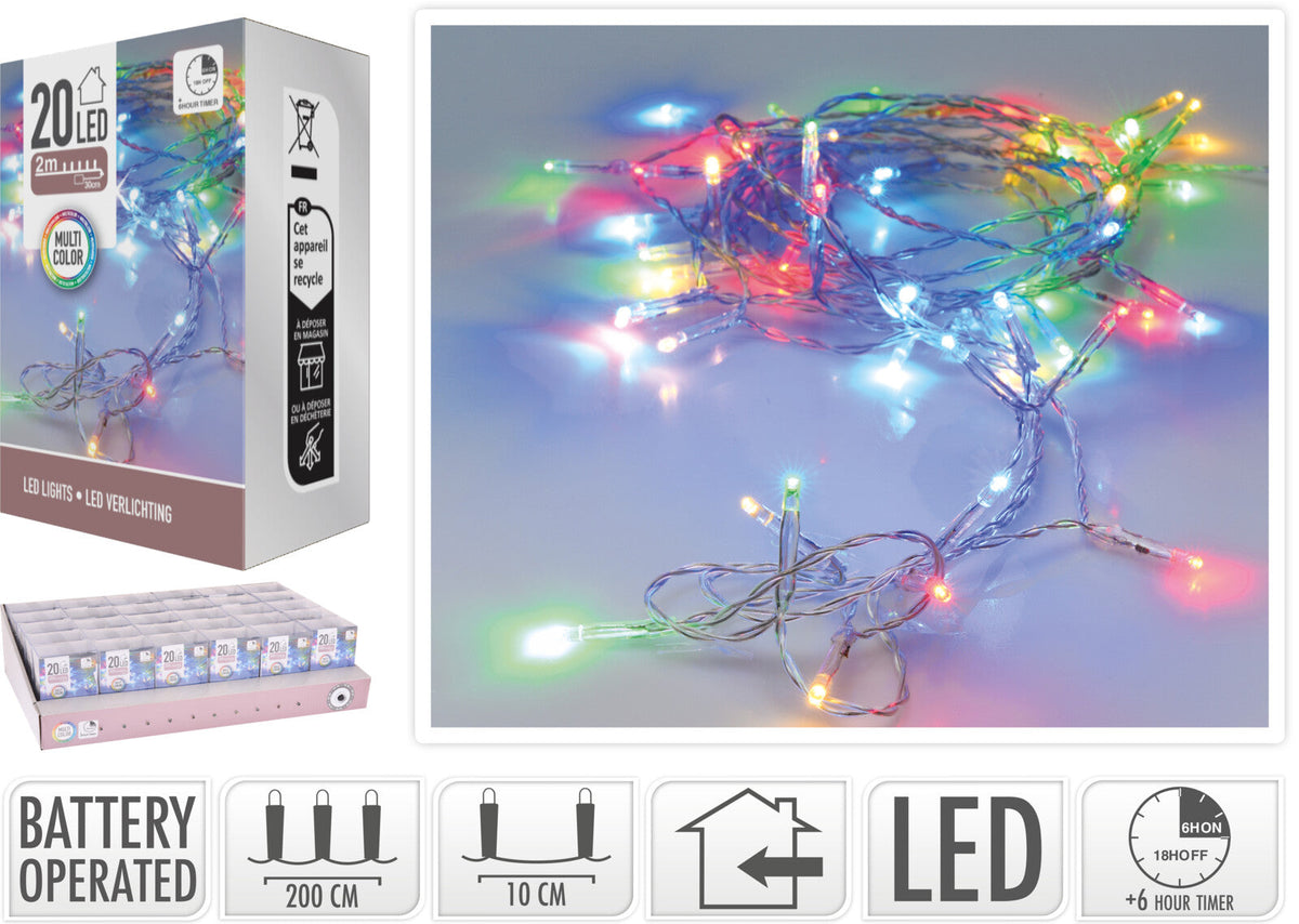 ledlampjes 20sts b/o multi met timer binnen