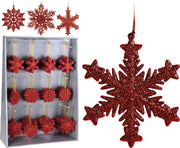 hangdeco 10cm met glitter rood