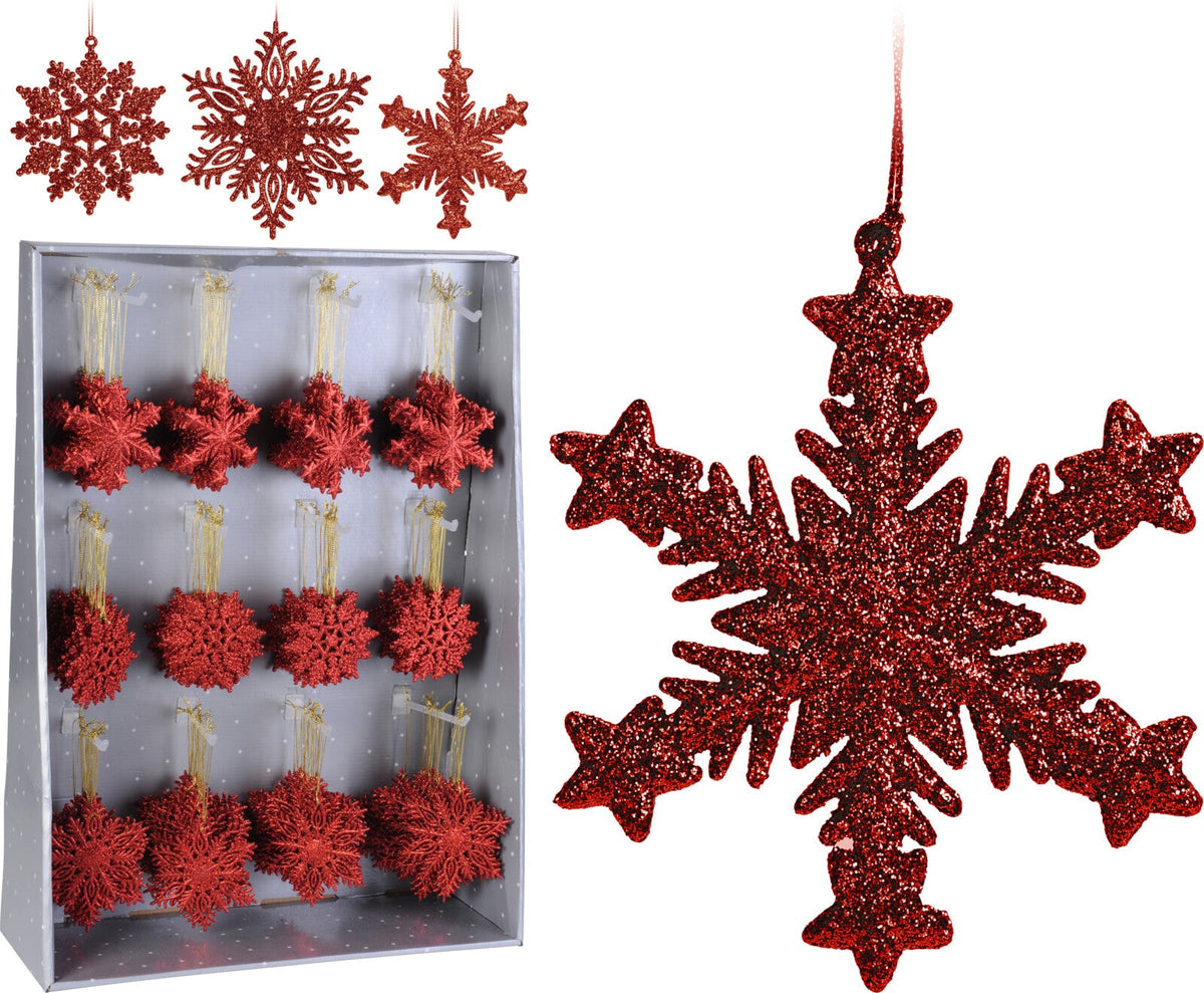 hangdeco 10cm met glitter rood
