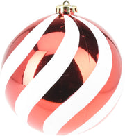 kerstbal streep 14cm rood